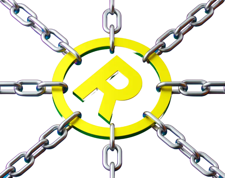 Знак (R), растянут на цепях
